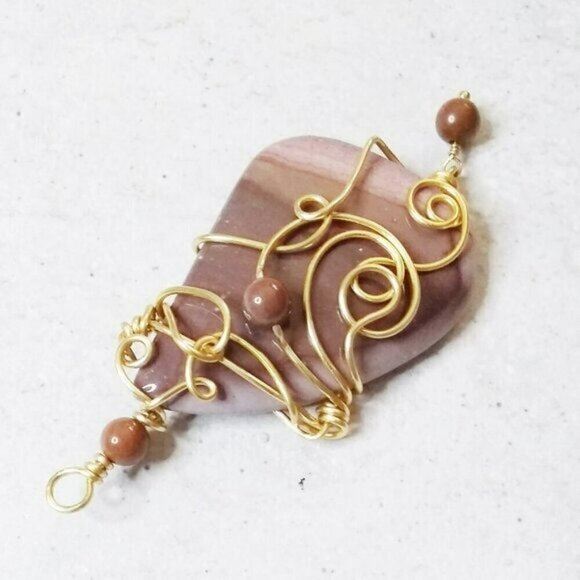 Huge! Wire Wrapped Mookaite Jasper Pendant! Grounding ~ Healing ~ Protection - Picture 3 of 9